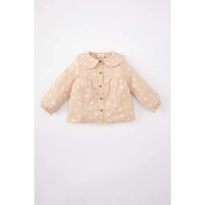 Kız Bebek Bebe Yaka Çiçekli Twill Uzun Kollu Gömlek B9802A524SP