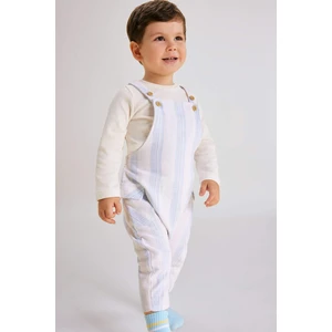 Erkek Bebek 2'li Takım Uzun Kollu Dokuma Tişört Çizgili Salopet B9505A524SM