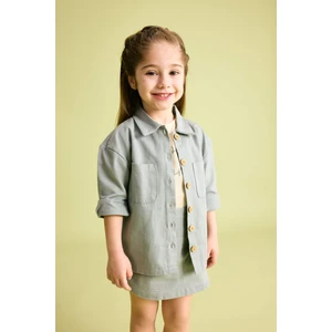 Kız Bebek Cepli Gabardin Uzun Kollu Gömlek B9654A524SP