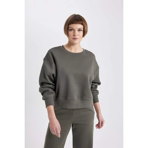 Relax Fit Bisiklet Yaka Kalın Basic Düz Sweatshirt B8568AX23WN