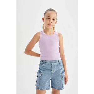 Kız Çocuk Bisiklet Yaka Basic Düz Atlet D0877A824HS
