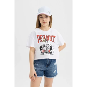 Kız Çocuk Snoopy Bisiklet Yaka Kısa Kollu Tişört C2627A824SM