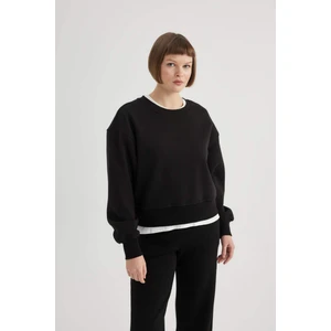 Relax Fit Bisiklet Yaka Kalın Basic Düz Sweatshirt B8568AX23WN