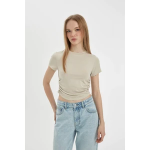 Fitted Bisiklet Yaka Modal Kısa Kollu Tişört D1186AX24SM