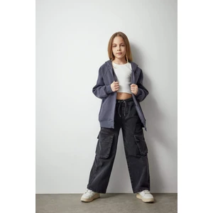 Kız Çocuk Wide Baggy Fit Geniş Paça Jean Pantolon B9820A824SP