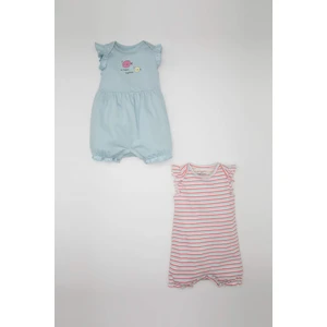 Kız Bebek Yenidoğan Çizgili Penye 2'li Kolsuz Tulum C2551A524SM