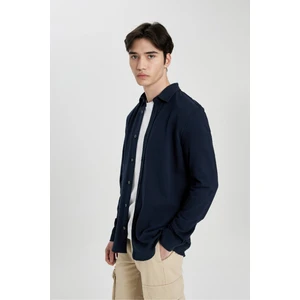 Regular Fit Basic Düz Penye Uzun Kollu Gömlek B2896AX24SP