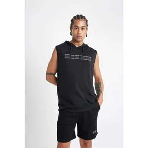 DeFactoFit Slim Fit Baskılı Kapüşonlu Atlet A1819AX24HS