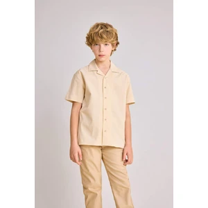 Erkek Çocuk Oversize Geniş Kalıp Polo Yaka Gofre Dokulu Kısa Kollu Gömlek B6620A824SM