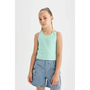 Kız Çocuk Bisiklet Yaka Basic Düz Atlet D0877A824HS
