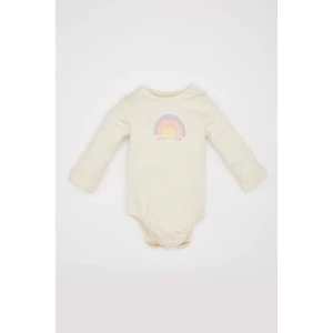 Kız Bebek Yeni Doğan Bisiklet Yaka Gökkuşağı Baskılı Uzun Kollu Çıtçıtlı Body B7713A524SP
