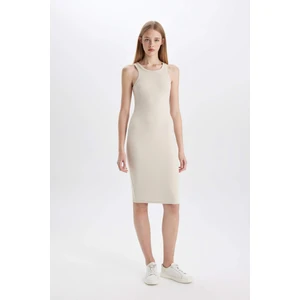 Bodycon Halter Yaka Fitilli Kaşkorse Kolsuz Midi Elbise U8106AZ24SM