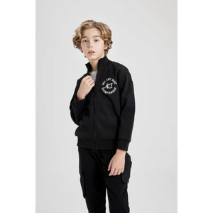 Erkek Çocuk Dik Yaka Baskılı Fermuarlı Sweatshirt B6634A824SP