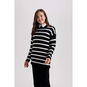 Regular Fit Çizgili Triko Kazak Tunik B6131AX23WN