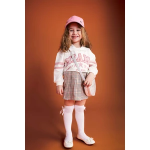 Kız Bebek Kareli Pileli Flanel Etek