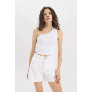 Slim Fit Dar Kesim Tek Omuzlu Fitilli Kaşkorse Atlet C9716AX24SM