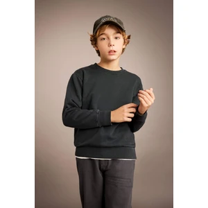 Erkek Çocuk Bisiklet Yaka Yıkamalı Soluk Efektli Sweatshirt B7976A823CW