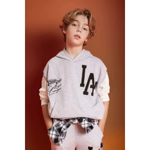 Erkek Çocuk Oversize Geniş Kalıp Nakışlı Kapüşonlu Sweatshirt B6138A824SP