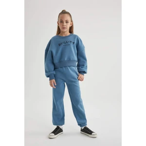 Kız Çocuk Kalın Kumaş İçi Yumuşak Tüylü Sweatshirt Eşofman Altı 2'li Takım B5644A823WN