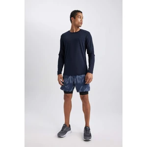 DeFactoFit Slim Fit Dar Kesim Desenli Cepli Taytlı Dokuma Şort A6981AX23AU