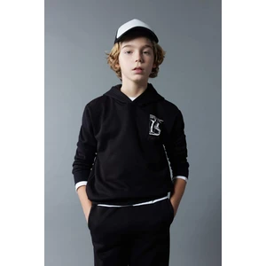 Erkek Çocuk Kapüşonlu Baskılı Kalın Sweatshirt B5945A823WN