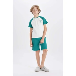 Erkek Çocuk Waffle Pijama Takımı Baskılı Kısa Kollu Üst Şort C5501A824SM