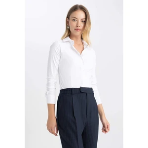 Fitted Basic Düz Uzun Kollu Gömlek I5278AZ23AU