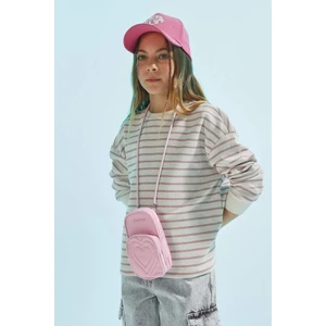 Kız Çocuk Relax Fit Bisiklet Yaka Çizgili Sweatshirt B7378A824SP