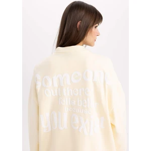 Bisiklet Yaka Sırt Baskılı İçi Yumuşak Tüylü Kalın Sweatshirt Tunik C5418AX24SP