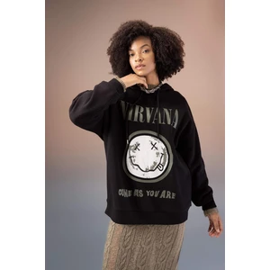 Nirvana Oversize Fit Kapüşonlu Kalın Sweatshirt B3663AX23WN