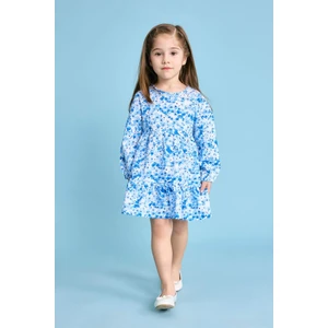 Kız Bebek Çiçekli Uzun Kollu Gofre Dokulu Elbise B9290A524SP