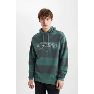 Regular Fit Kapüşonlu Çizgili Baskılı Sweatshirt B1654AX23WN