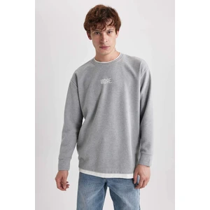 Oversize Fit Geniş Kalıp Bisiklet Yaka Baskılı Sweatshirt Y8236AZ23AU