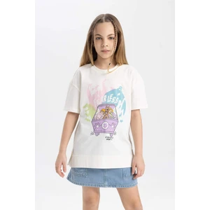 Kız Çocuk Scooby Doo Oversize Geniş Kalıp Bisiklet Yaka Kısa Kollu Tişört C0146A824SM