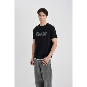 Regular Fit Bisiklet Yaka Baskılı Kısa Kollu Tişört B8483AX24SM