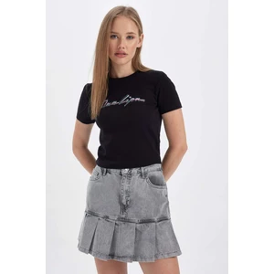 Coool Dua Lipa Fitted Ribana Kısa Kollu Tişört B2971AX23HS