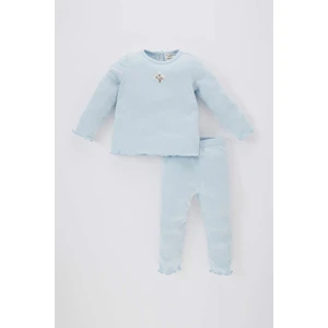 Kız Bebek Çiçekli Fitilli Kaşkorse Uzun Kollu Tişört Tayt 2'li Takım Y1122A223AU