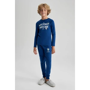 Erkek Çocuk Baskılı Uzun Kollu Pijama Takımı B3967A823WN