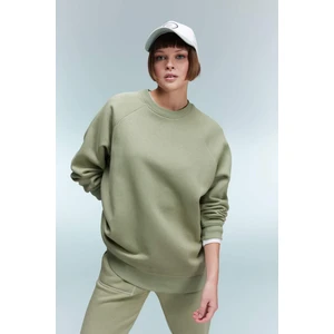 Oversize Geniş Kalıp Bisiklet Yaka Kalın Basic Düz Casual Sweatshirt V2697AZ23WN