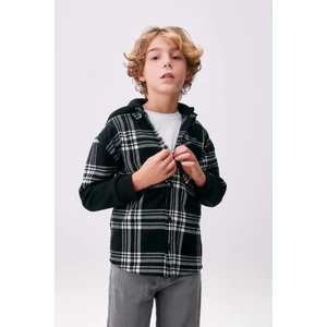 Erkek Çocuk Oversize Fit Kapüşonlu Flanel Uzun Kollu Gömlek A4690A823WN