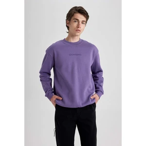 Boxy Fit Bisiklet Yaka Baskılı Sweatshirt V5306AZ23AU
