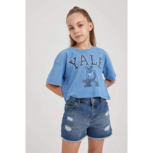 Kız Çocuk Yale University Relax Fit Bisiklet Yaka Kısa Kollu Tişört A5236A823HS