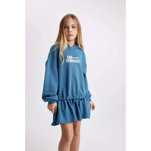 Kız Çocuk Kapüşonlu Baskılı Sweat Elbise B2585A823AU
