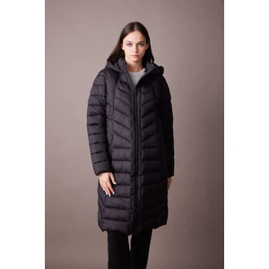 DeFactoFit Su İtici Uzun Şişme Mont Parka Kapüşonlu Slim Fit Dar Kesim Kapitoneli Fermuarlı Cepli A1556AX23WN