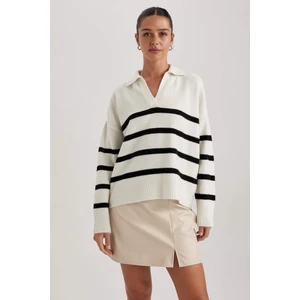 Regular Fit Çizgili Polo Yaka Kazak A3872AX23WN