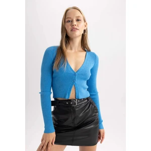Coool Regular Fit Crop Düğmeli V Yaka Triko Hırka A2076AX23AU