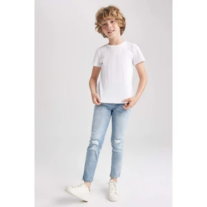 Erkek Çocuk Slim Fit Yırtık Detaylı Düz Paça Jean Pantolon Z1599A623SM