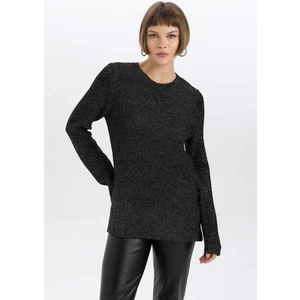 Regular Fit Bisiklet Yaka Simli Kumaş Kazak L1679AZ23WN