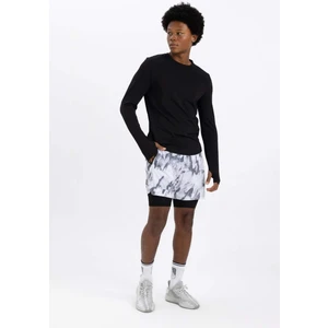 DeFactoFit Slim Fit Dar Kesim Desenli Cepli Taytlı Dokuma Şort A6981AX23AU