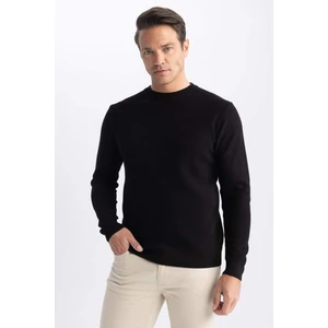 Siyah Standart Fit Normal Kesim Bisiklet Yaka Triko Kazak A5181AX23AU